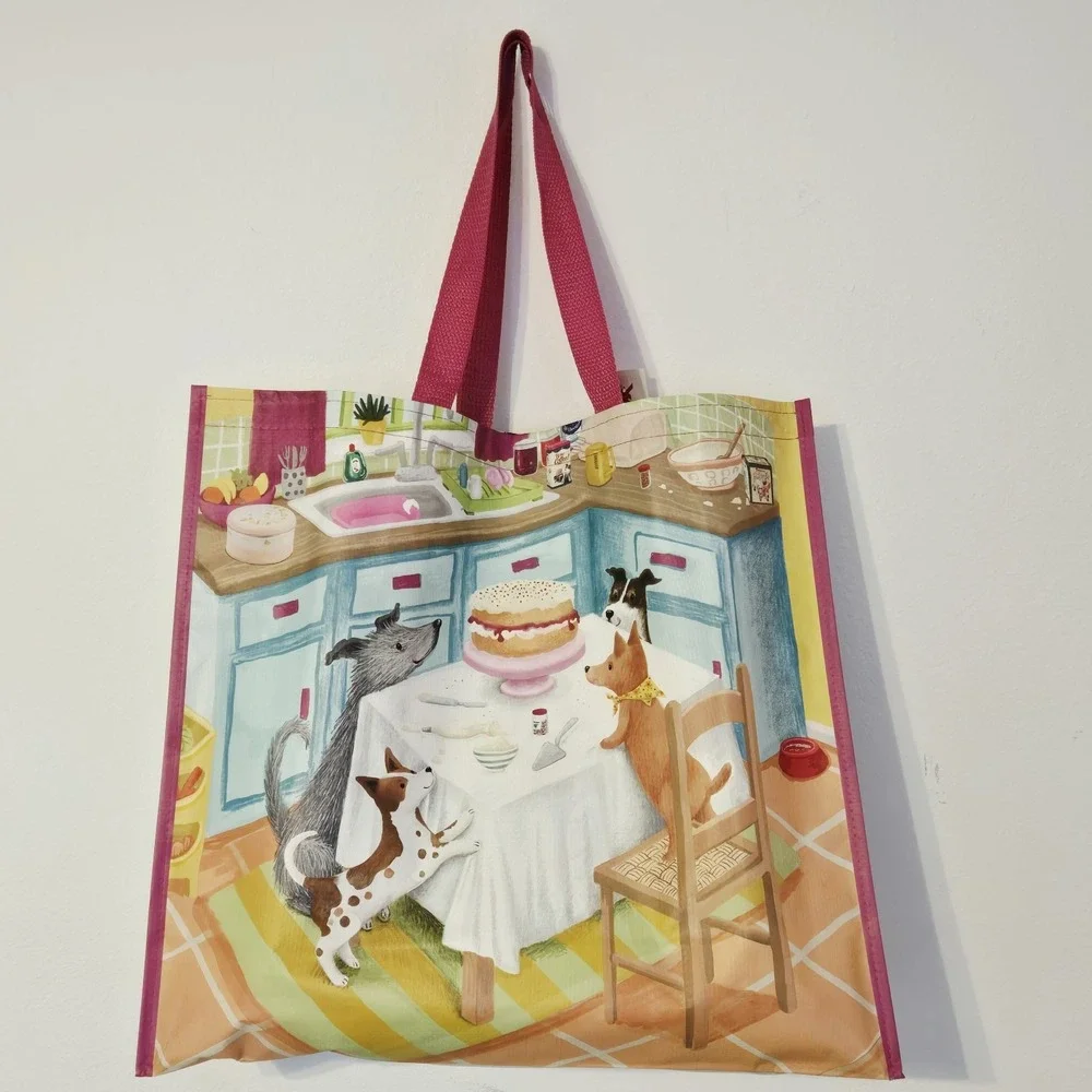 Dog Dogs Birthday Party Cake Table Kitchen Gift Bag Shopping Reusable TJMaxx